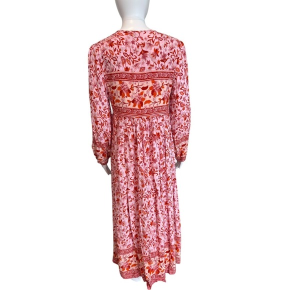 R. Vivimos Pink &‎ Red Tassel Boho Maxi Dress Size S - Picture 9 of 11